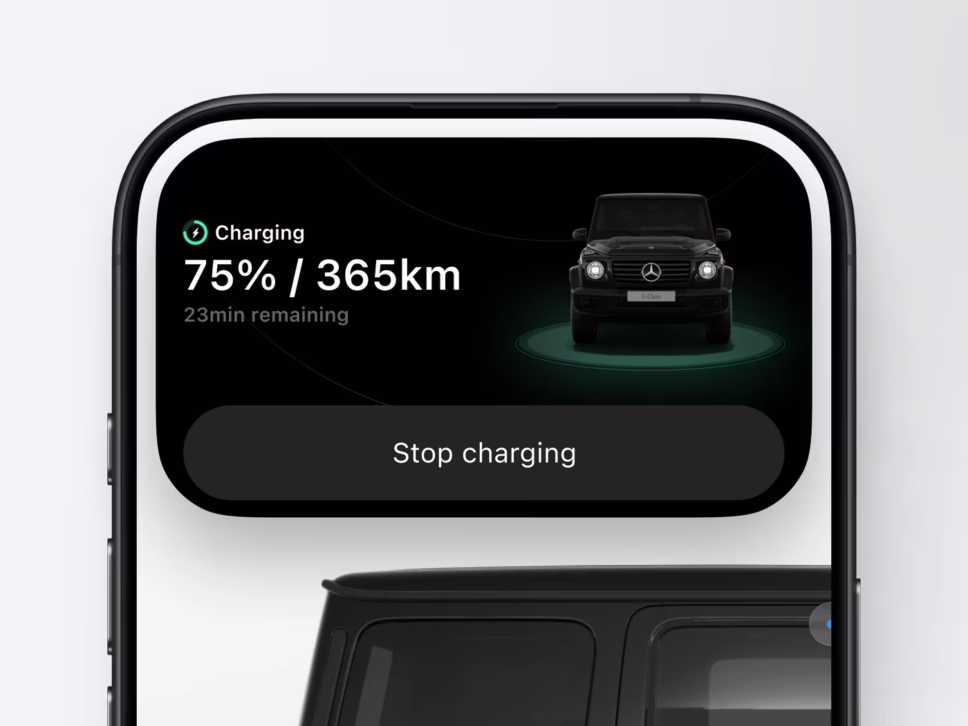 Charging car – dynamic Island, live activity
